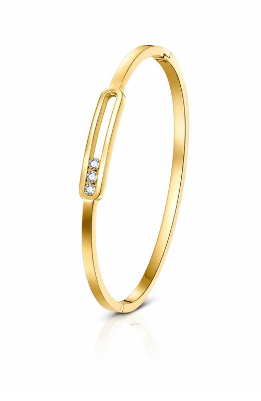 Pulsera Rígida con Placa Ovalada y Circonitas