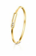 Pulsera Rígida con Placa Ovalada y Circonitas