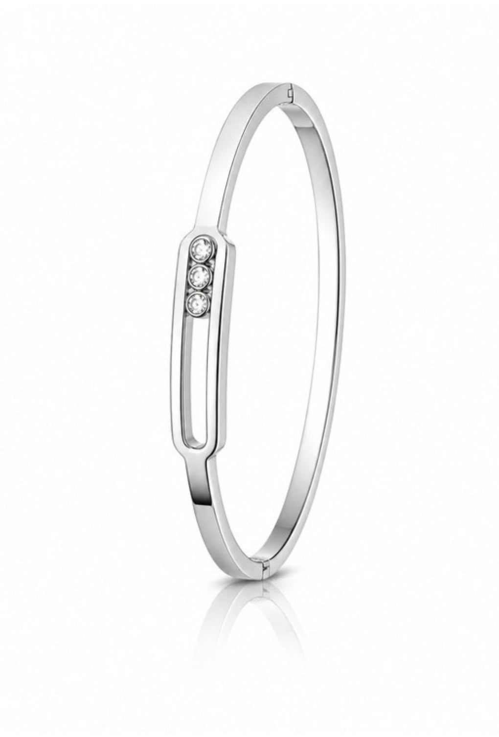 Pulsera Rígida con Placa Ovalada y Circonitas